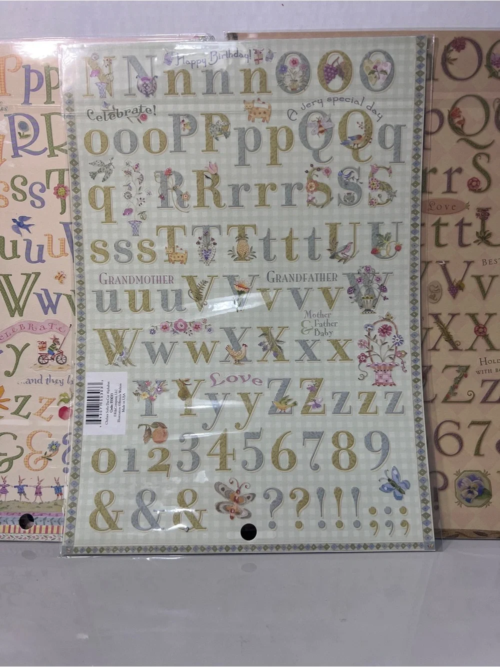 Brenda Walton K&Company Die Cut Alphabet Stickers Lot 6 Vintage Scrapbook Floral